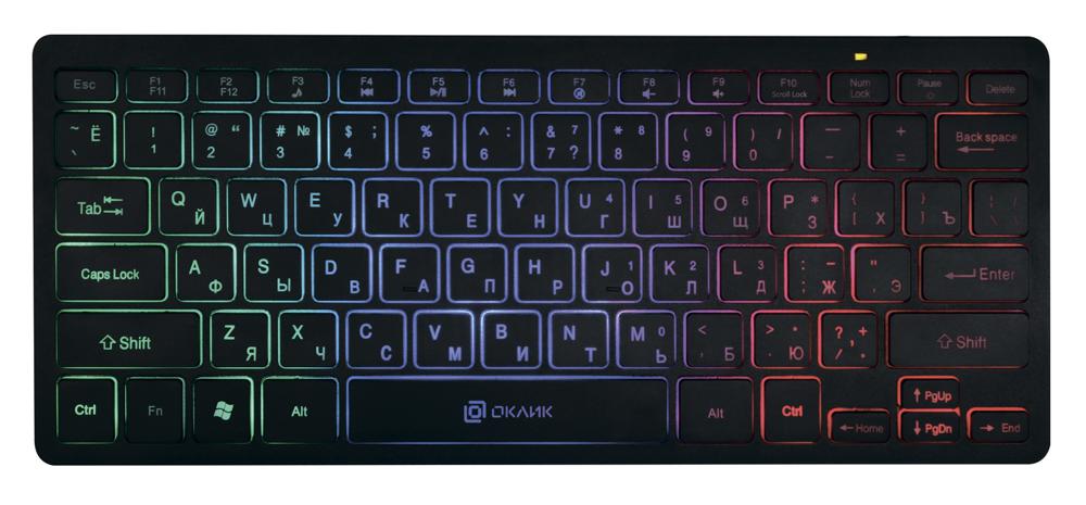Клавиатура Oklick 300S черный USB slim LED