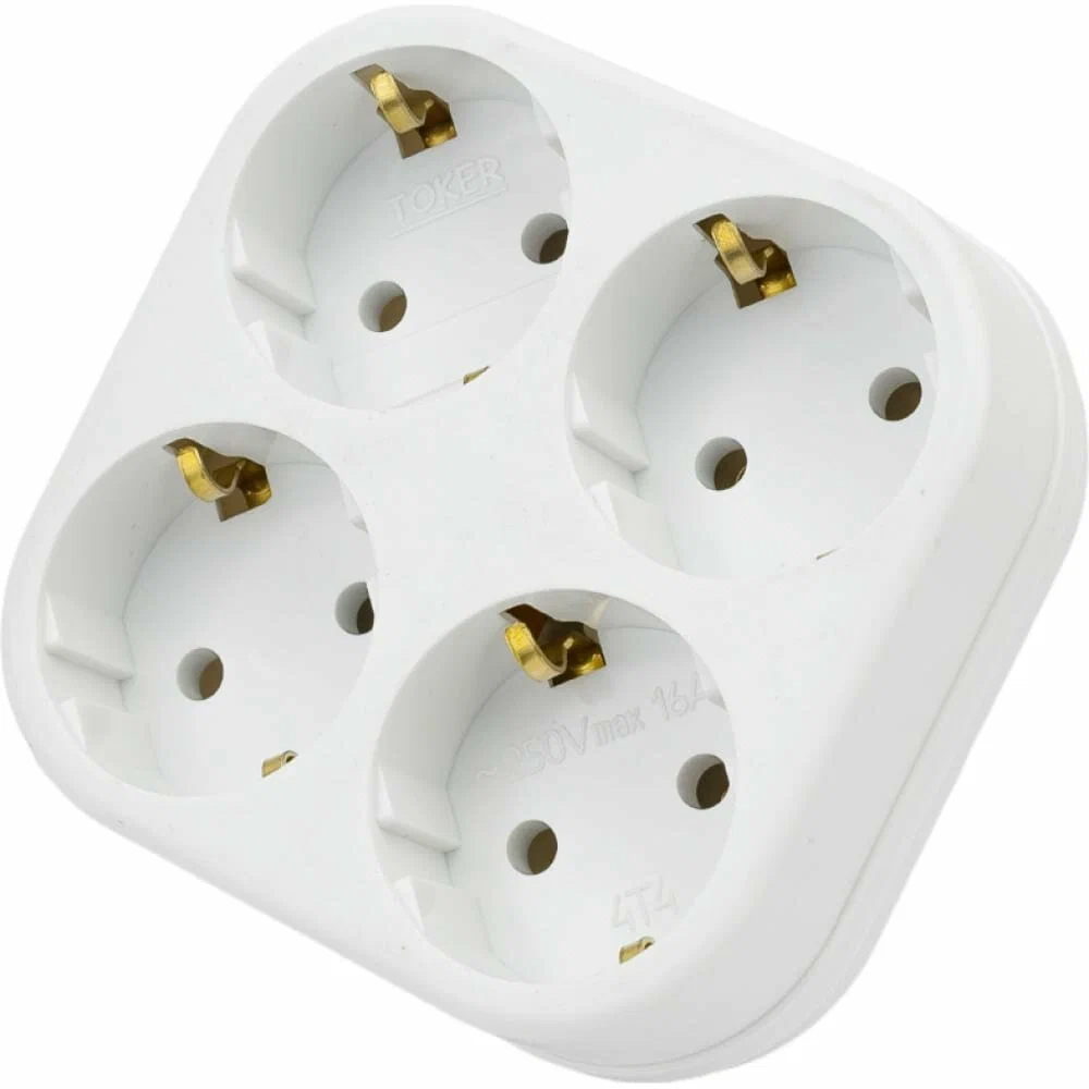 Сетевой четверник TOKER 4T4 белый