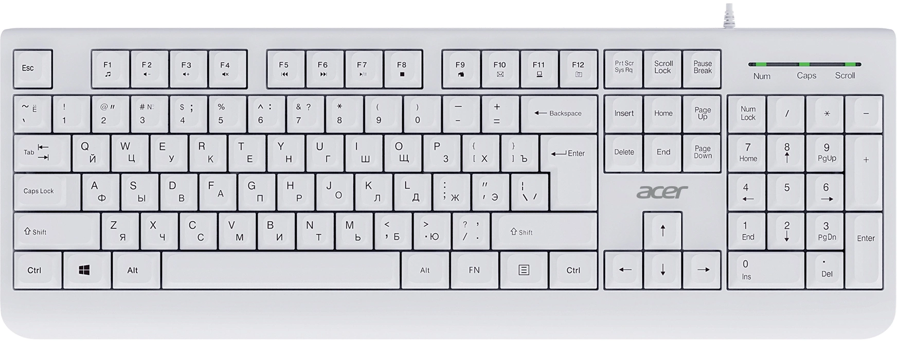 Клавиатура Acer OKW400 белый USB Multimedia