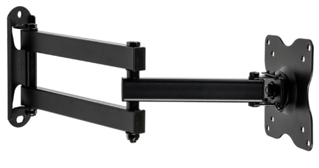 Кронштейн Kromax DIX-15, для ТВ 15"-28", настенный, 5 ст.свободы, наклонно-поворотный, до 30 кг., черный