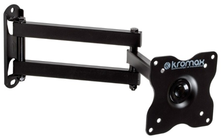 Кронштейн Kromax DIX-15, для ТВ 15"-28", настенный, 5 ст.свободы, наклонно-поворотный, до 30 кг., черный