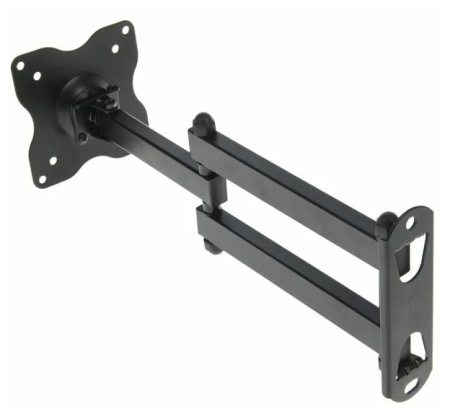 Кронштейн Kromax DIX-15, для ТВ 15"-28", настенный, 5 ст.свободы, наклонно-поворотный, до 30 кг., черный