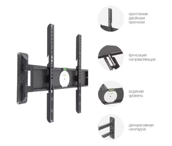 Кронштейн VLK TRENTO-24, для ТВ 26"-55", настенный, 5 ст.свободы, наклонно-поворотный, до 30 кг