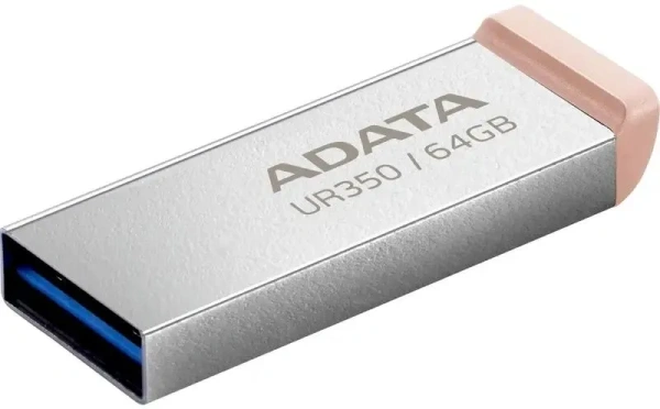Флешка A-Data 64GB UR350 USB3.2 серебристый/коричневый Флешка A-Data 64GB UR350 USB3.2 серебристый/коричневый