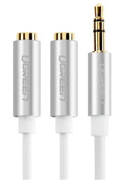 Хаб UGREEN AV123 (10780) 3.5mm Aux Stereo Audio Splitter Cable with Braid. Длина: 20 см. Цвет: серебристый	 Хаб UGREEN AV123 (10780) 3.5mm Aux Stereo Audio Splitter Cable with Braid. Длина: 20 см. Цвет: серебристый